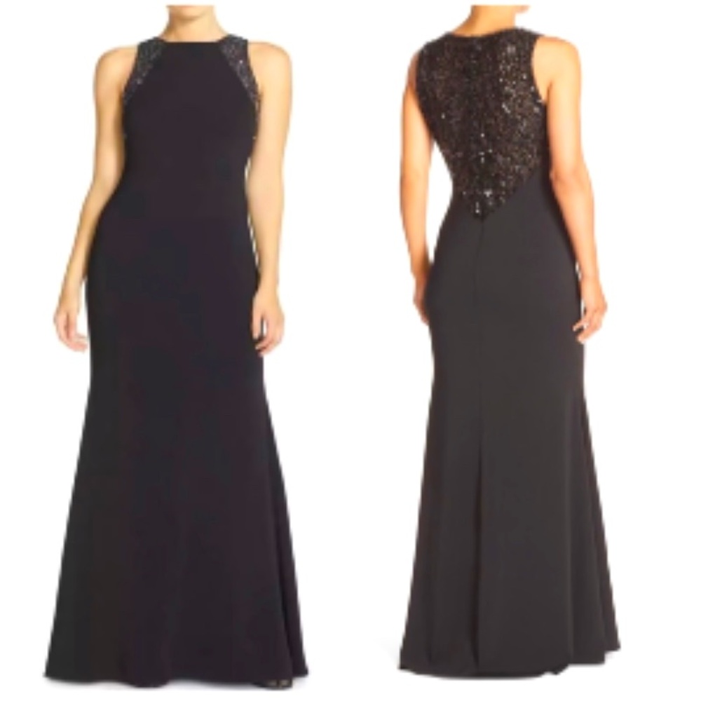 Carmen Marc Valvo | Black Sequine Dress Size 14